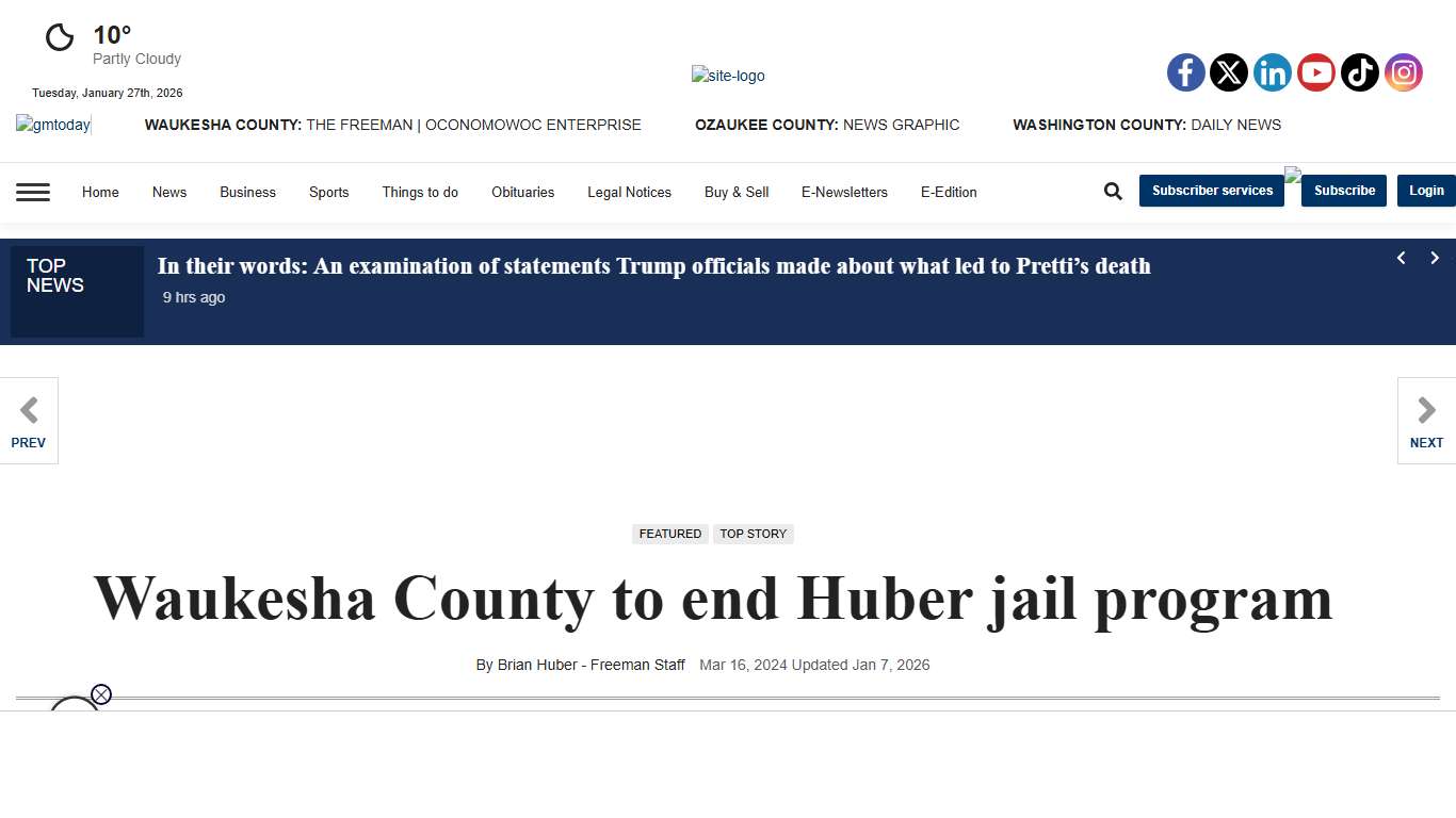 Waukesha County to end Huber jail program Waukesha Co. News gmtoday.com