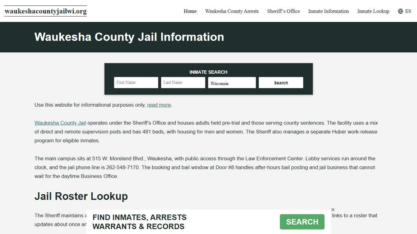Waukesha County, WI Jail Roster, Inmate Info
